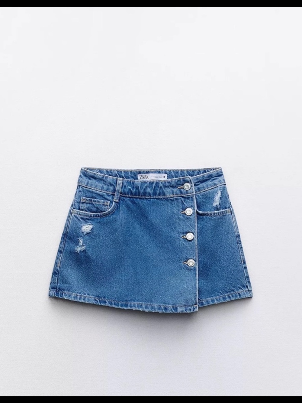 Zara Medium Blue Denim Wrap Skort